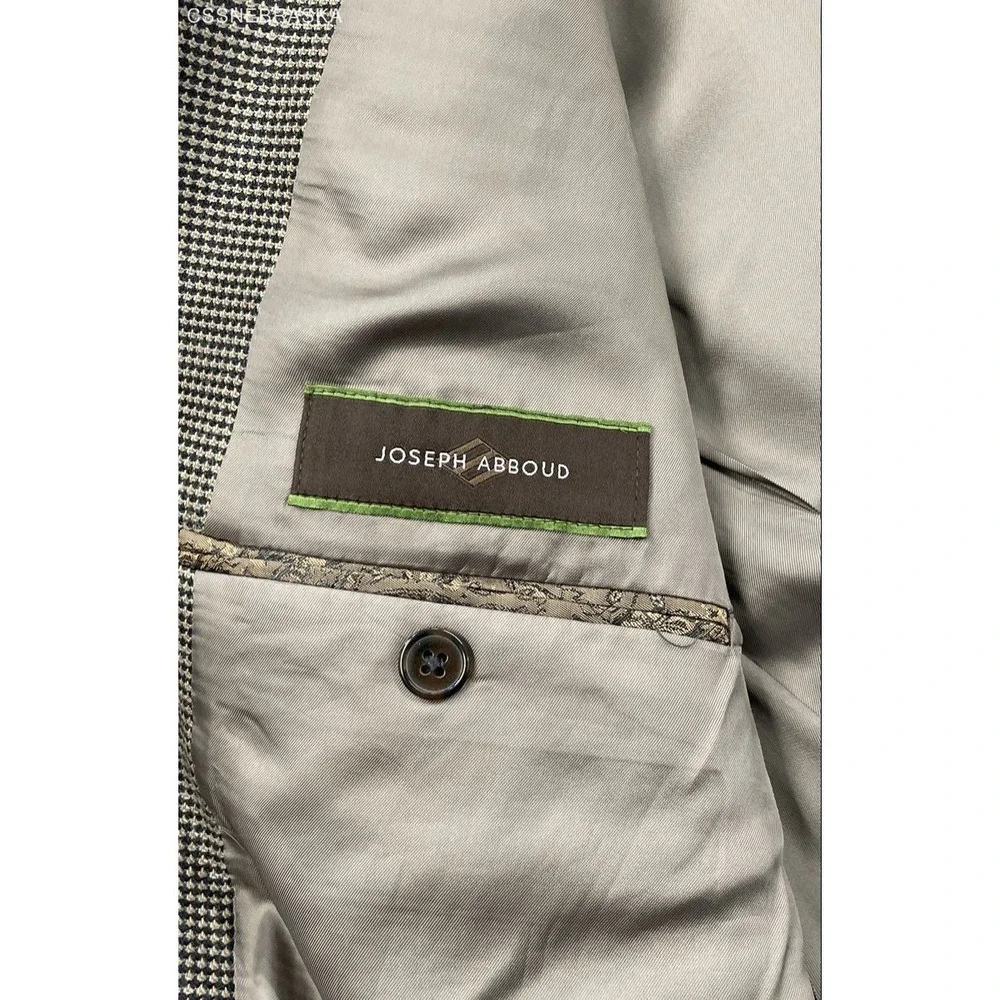 Joseph Abboud Tan Men's‎ Wool/Silk Glen Plaid Suit Sportcoat - Size 42R